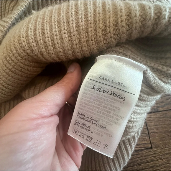 & Other Stories Half Zip knit Sweater in Beige Brown size  Large Womens D0656 - Picture 8 of 12